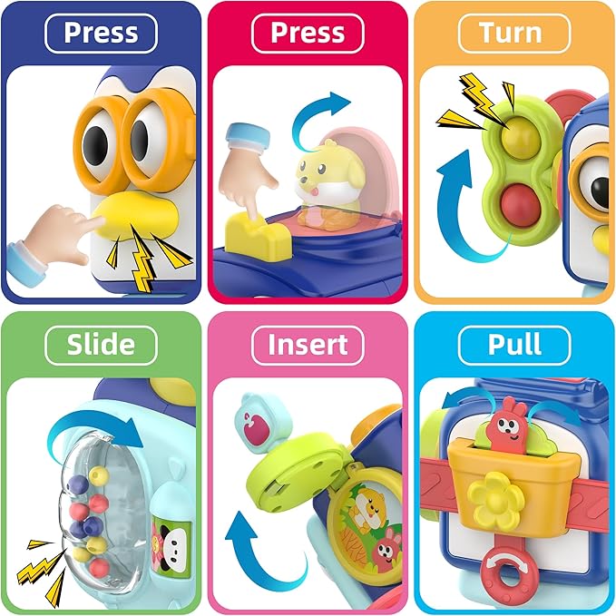 SOONYANG Montessori Toys for 1 Year Old, Activity Cube Toys for 1 Year Old Boy,Travel Sensory Toy for Toddlers 1-3, One Year Old Boy Birthday Gift, Learning Baby Toy 12-18 Months