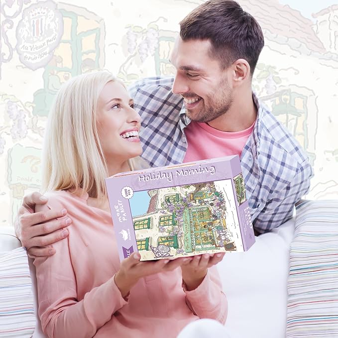 MOMIBOOK Puzzles for Adults 1000 Piece Jigsaw Puzzles of Holiday Morning, Painting Image Store Puzzle Difficult Challenging Hard Impossible Puzzle, Funny Toys & Games Christmas Birthday Gifts