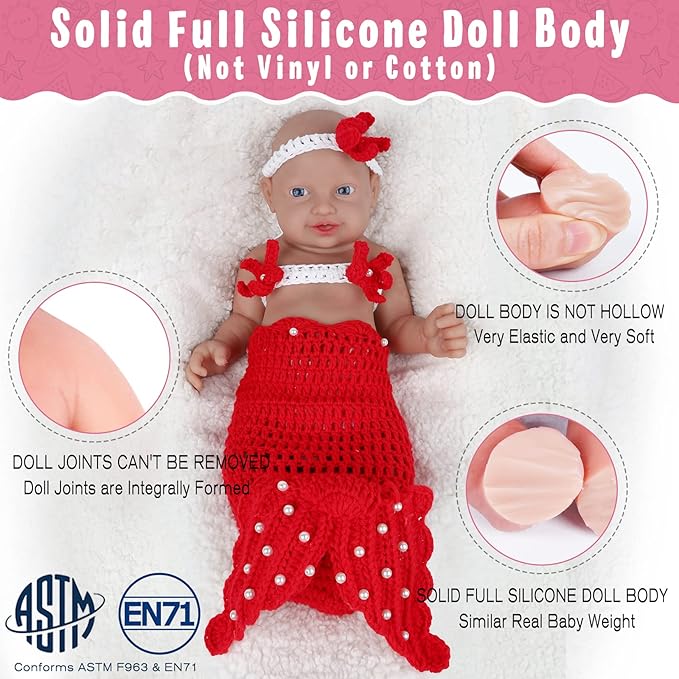 Vollence 14 inch Full Body Silicone Baby Dolls That Look Real, Not Vinyl, Soft Realistic Newborn Baby Dolls Birthday Gifts for Kids, Girl