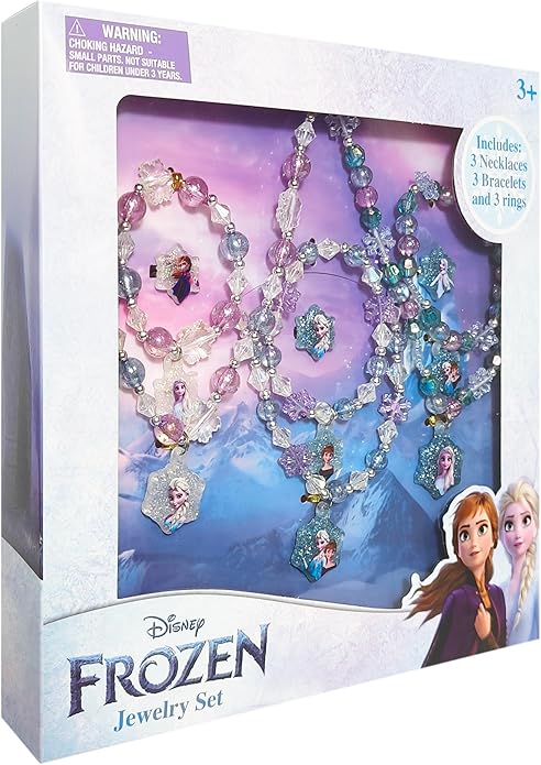 LUV HER Girls Jewelry Set - Dress Up Toy Jewelry Box Set with Bead Necklaces, Bracelets, and Rings - Frozen Play Accessories - Ages 3+