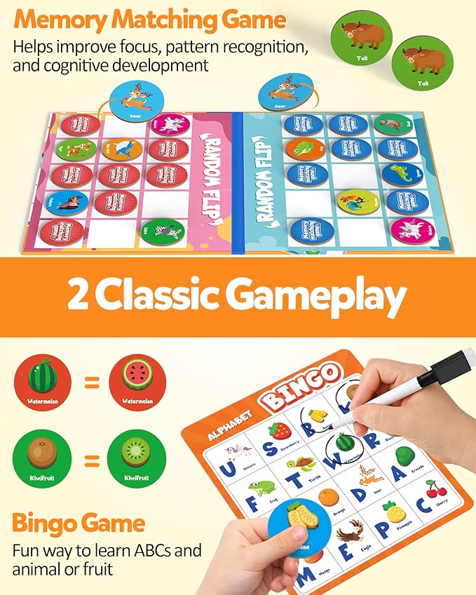 Coogam Alphabet Bingo Game, ABC Letter Learning Matching Board, Color Pattern Recognition Activity, Early Educational Gift Toys for Preschool 3 4 5 Year Old Kids