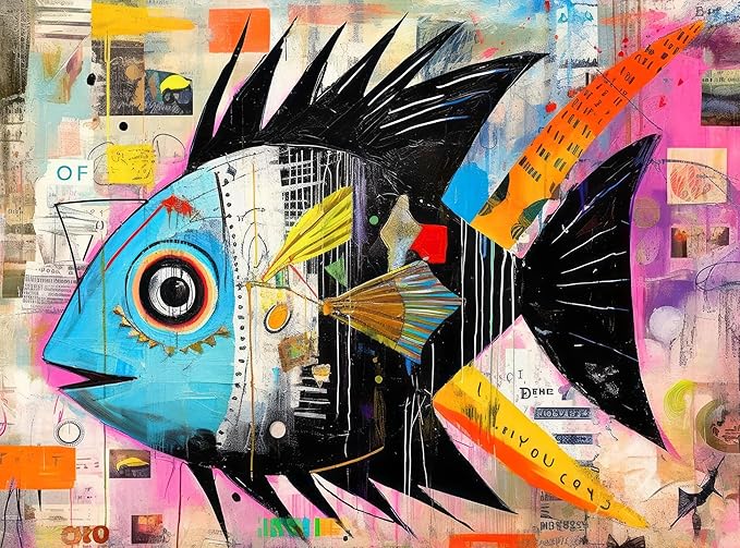 Cross & Glory - Angelfish Abstract - 1000 Piece Jigsaw Puzzle for Adults | Vibrant Artistic Marine Design | Unique Gift | Challenging Brain Teaser