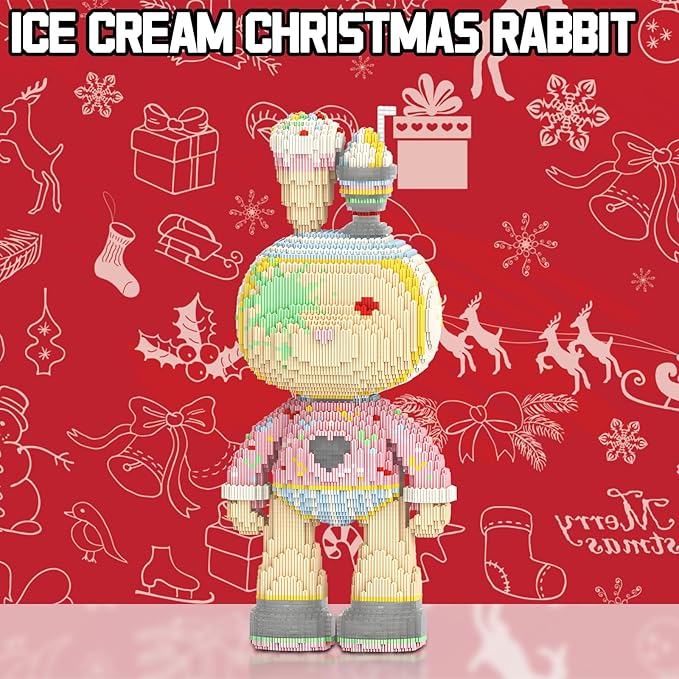 Rabbit Animal Micro Building Blocks Set for Adults Cute Large Sets Toys Gift Kids 7250 Pieces 55cm High Series