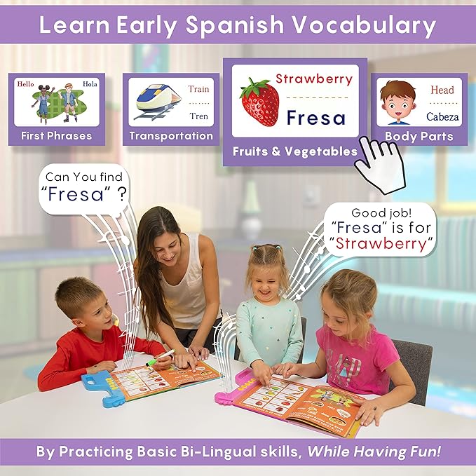 Curious 2 Learn ABC Learning for Toddlers | Learning Resources | English & Spanish Sound Book | Preschool Learning Activities | Educational Learning Toys | 4 Year Old Boy Birthday Gift
