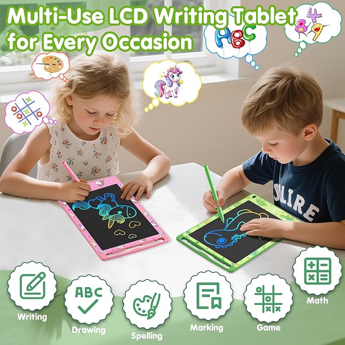 4 Pack LCD Writing Tablet for Kids, 8.5 Inch Colorful Doodle Board Drawing Pad, Party Favor Educational Learning School Prize Birthday Gifts for Boys Girls Age 3 4 5 6 7 8