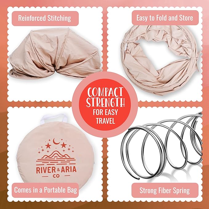 River & Aria Co Kids Tunnel Toys for Toddlers 1-3 - Baby Tunnel Crawl Indoor and Outdoor, 6ft Kids Tunnels Crawl, Interactive Hide and Seek Play for Children (Peach)