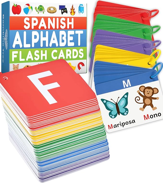 Spanish Alphabet Flash Cards - ABC Jumbo Flash Cards for Kids Ages 3-6 - Lowercase & Uppercase Letter Recognition Learning Game - Teacher Designed for Classroom, Preschool, Kindergarten & Toddlers