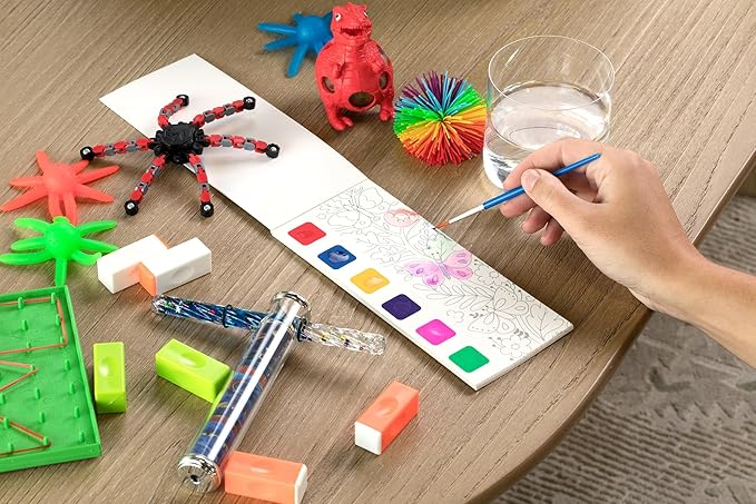 Travel Essentials for Kids – Bundle of Various Toys and Activities for Airplanes, Road Trips or Quiet Time – Sensory Toys and Travel Games for Boys & Girls -Toys ONLY- (Red)