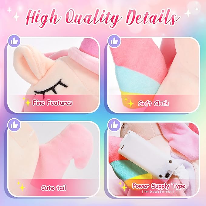 Athoinsu Light up Pink Unicorn Stuffed Animal Soft Plush Toy with LED Colorful Night Lights Glowing Birthday Children's Day Gifts for Kids Toddler Girls Women, 12''