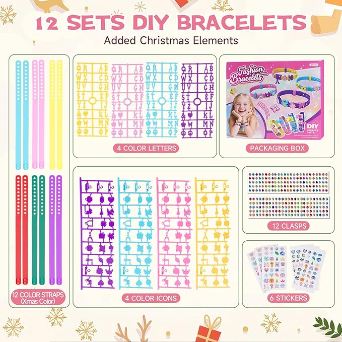 Art & Craft Kits Friendship Bracelet Making Kit 12 Sets - DIY for Girls and boys Ages 5 6 7 8-12, Creative Arts Crafts Christmas & Birthday Present Party Gifts