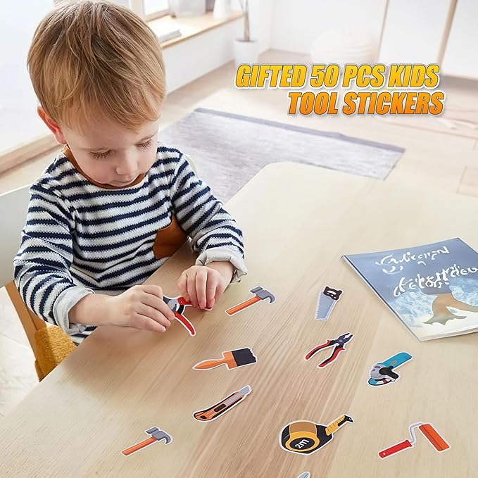 Kids Tool Bench with 138 Realistic Tools, Electric Drill, Stickers - Pretend Play Learning Gift for Boys & Girls Age 3-5