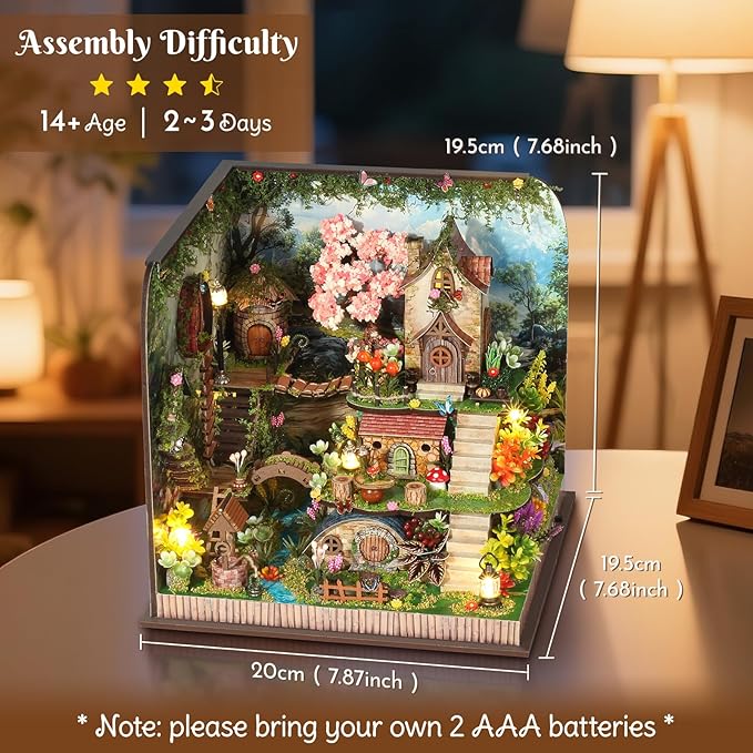 DIY Miniature Dollhouse Kit, Forest Miniature House Kits for Adults, Mini Model Building Sets with Furniture and Flowers, Wooden House Kit Decoration Gift for Birthday