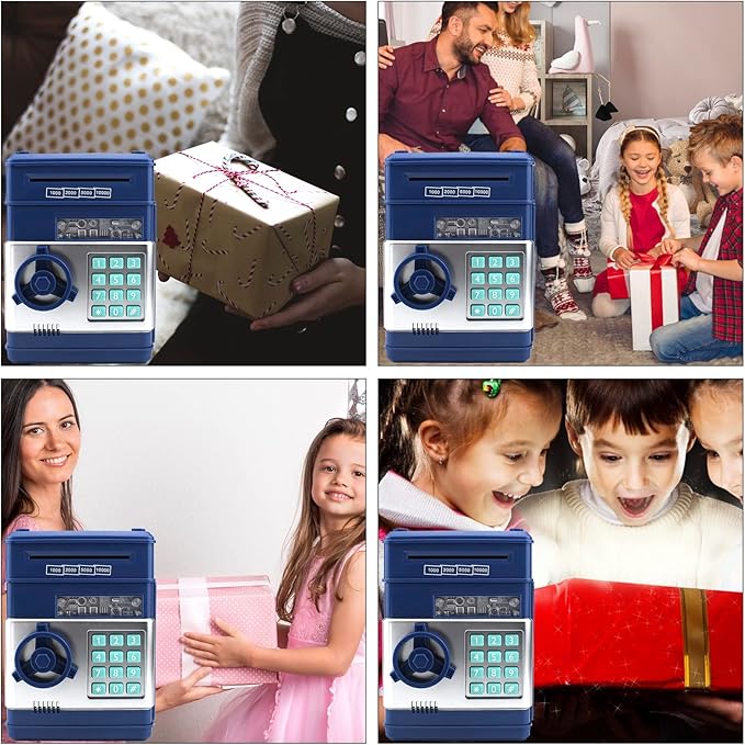 Electronic Password Piggy Bank with ATM Function for Kids - Money Saving Bank, Secure Cash Coin Safe Box for Boys Girls Ages 3-12, Birthday Gift (New Blue)