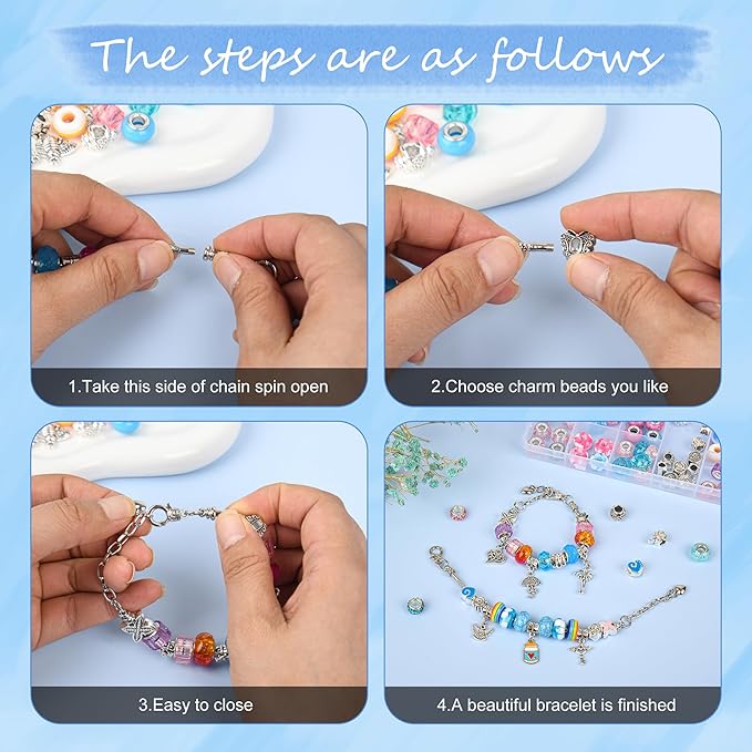 Uniartfy 305Pcs Charm Bracelet Making Kit with Organizer Box, Beads Charms for Jewelry Making Kit, Birthday Gifts for Girls 8-12, DIY Arts Crafts for 6 7 8 9 10 11 12 Year Old Kids, Teens, Women