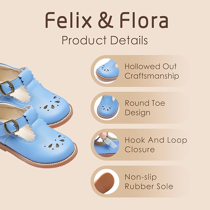 Felix & Flora Toddler Little Girl Mary Jane Dress Shoes - Ballet Flats for Girl Party School Shoes