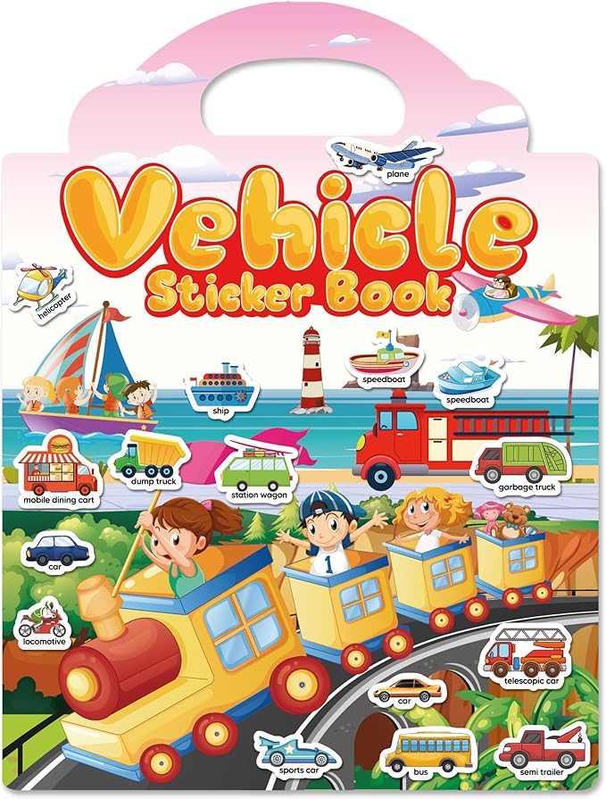 Reusable Sticker Book for Toddlers 2-4 Years, Stickers for Kids, Toddler Craft Activities, Toddler Travel Toys Ages 2+ Boy Girl Birthday Gifts
