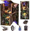 Book Nook Kit, Booknook Kit with Dust Cover for Adult DIY Miniature House Kit 3D Wooden Puzzle Decorative Bookend Bookshelf Decor Gift for Women Teens (Alice Down The Rabbit Hole)