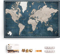 Canvas World Map with Cork Pin Board - English Lettering - Decorative Wall Decoration for All Rooms - Canvas Pictures with World Map Motif (90x60 cm, Pattern 19)