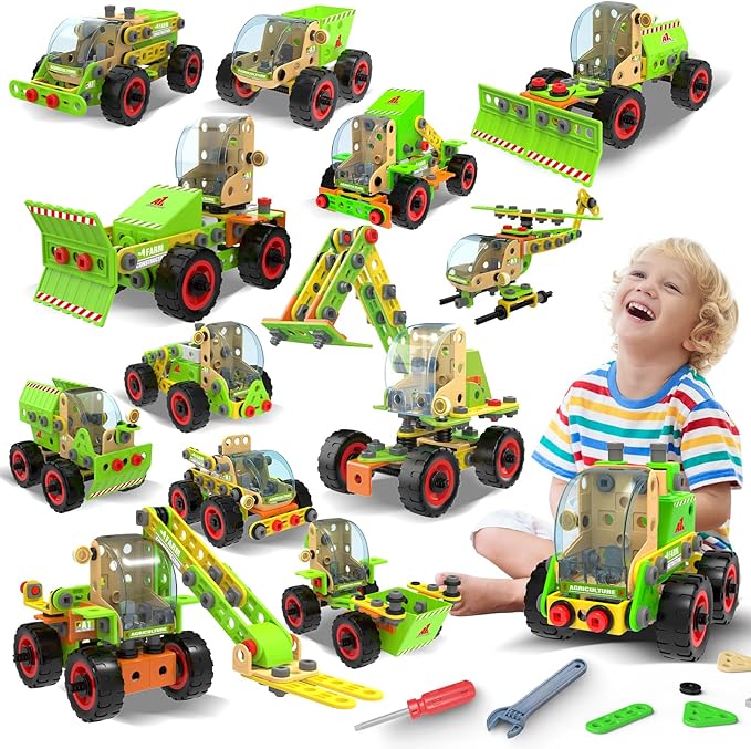 MOONTOY Building Stem Toy Set for 4 5 6 7 8 9+ Year Old Boy Birthday Gifts, STEM Toy Educational Engineering Kit, Building Toys for Kids Ages 4-8 5-7 6-8 Creative Games Boy(14 Models)
