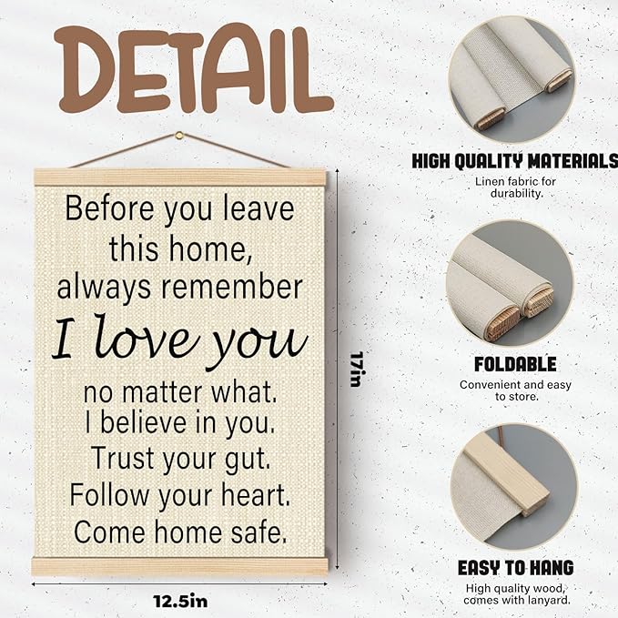 Boat Wades Inspirational Family Poster Hanger Frame For Home,Family Room Decor,Before You Leave This Home Sign Wooden Poster Hangers 12x16 Inch,Love You Bye Sign Wall Art Decor