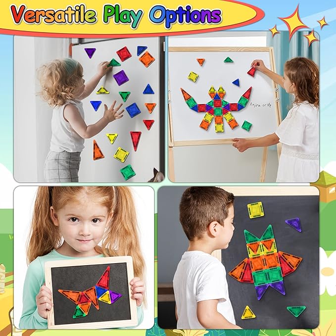 100pcs Mini Magnetic Tiles, Travel Kids Toys STEM Magnet Toy for Toddler Magnetic Blocks Building Preschool Learning Sensory Montessori Toy for 3+ Year Old Boys and Girls