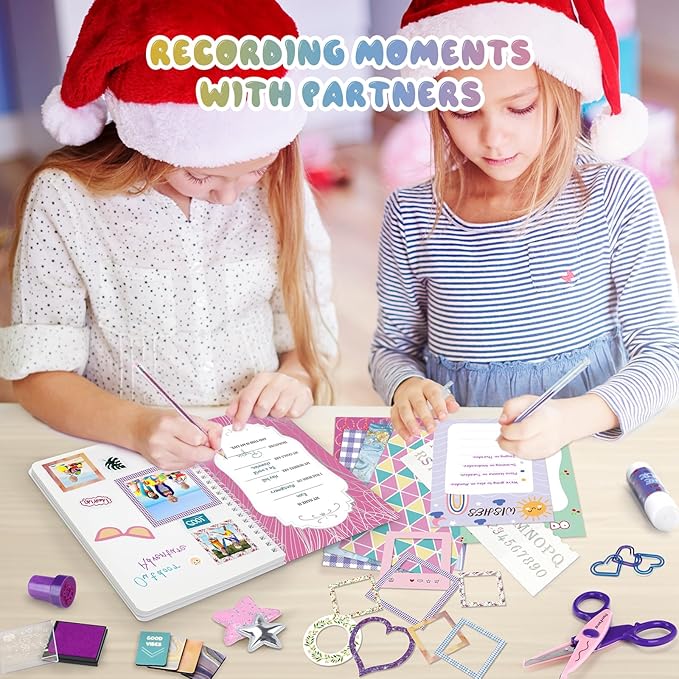 PERRYHOME 2-Pack DIY Journal Kit for Girls - 200+Pcs Journal Set for Tween & Teen Girls, Journaling Art & Crafts Kits, Ideal Gifts for 8 9 10 11 12 13 14 Year Old Girl, Scrapbook & Diary Supplies Set