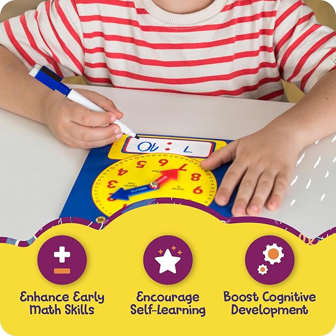 Kids Learning Time Activity Game Set, 53 Piece Set, Interactive Play, 4 Fun Time Based Games, Teaching Clock Kids Learn Time Fast, 3 Levels of Difficulty