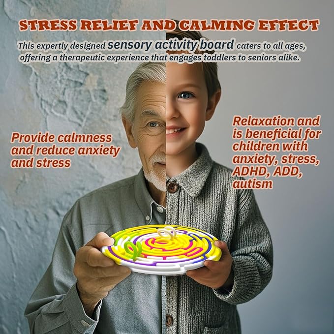 Sensory Activity Board for Kids 3 & Adults, Silicone Fidget Toy for ADHD & Autism, Travel Bag & 12 Strings: an Effective Stress Anxiety Calming Solution