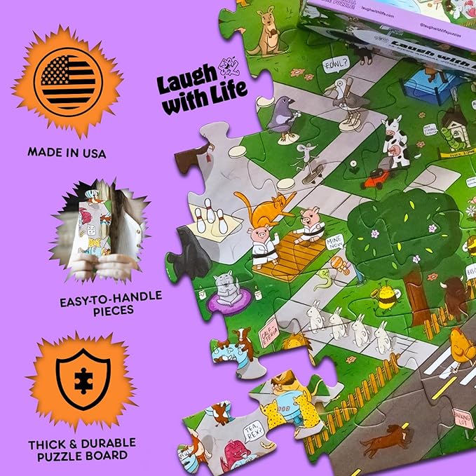 Animal Joke Puzzle – 72pcs Animal-Themed Kids Jigsaw Puzzle for Adults, Festive Extra Large Floor Puzzles for Kids Ages 5+, Fun Adult Puzzles & Toddler Educational Toys (24" x 36")