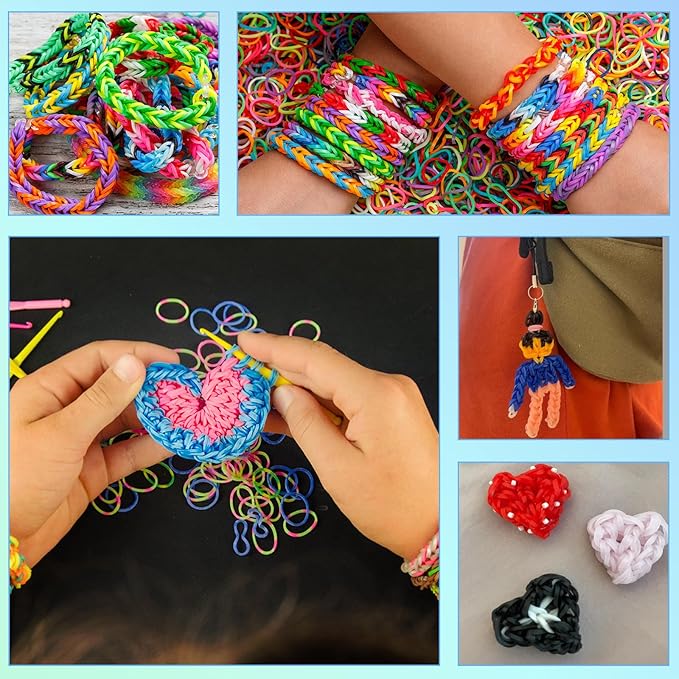 SUMAJU 18500+ Bracelet Making Kit Rubber Band, 26 Colors Rubberband Bracelet Kit with 3 Layer Container Includes Glow-in-The-Dark Rubber Bands, Bracelet Making Refill Kit Birthday Gift for Kids(Blue)