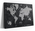 Conquest Maps World Travel Map with Pins Modern Slate Style Push Pin Travel Map Cork Board, Track Your Travels w/a Handmade Unique Canvas Pinable Map (48" x 32")