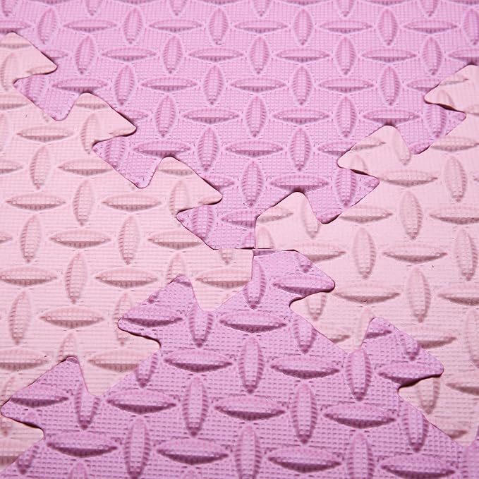Foam Play Mat for Baby, 0.4 Inch Thick Foam Interlocking Floor Mats, Soft Non-Toxic Baby Playmat, Solid Colored Puzzle Play Mat Kids Floor Mats, 16 Tiles, Pink/Loli Pink