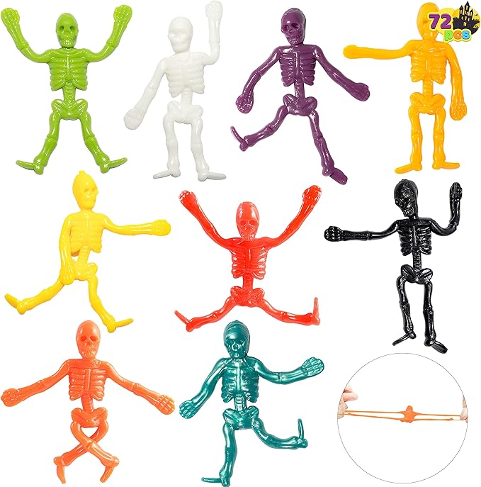 JOYIN 108 PCS Halloween Stretchy Skeletons, Halloween Sticky Hands Toys Bulk for Halloween Party Favors Decorations, Kids Student School Classroom Favors, Carnival Game Prizes, Goodie Bag Fillers
