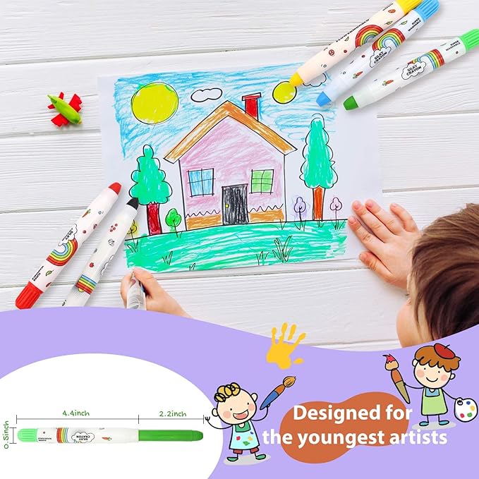 Lebze Jumbo Crayons for Toddlers, 6 Colors Washable Crayons, Easy to Hold Silky Large Crayon for Babies and Children, Safe Non Toxic