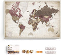 Canvas World Map with Cork Pin Board - English Lettering - Decorative Wall Decoration for All Rooms - Canvas Pictures with World Map Motif (120x80 cm, Pattern 23)
