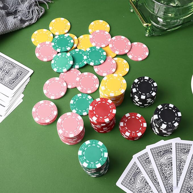 100 Pcs 11.5 Gram Poker Chips ABS Monte Carlo, 40 mm Bingo Chips Tokens Markers Blank Counting Bulk for Blackjack, and Card Night Poker Games