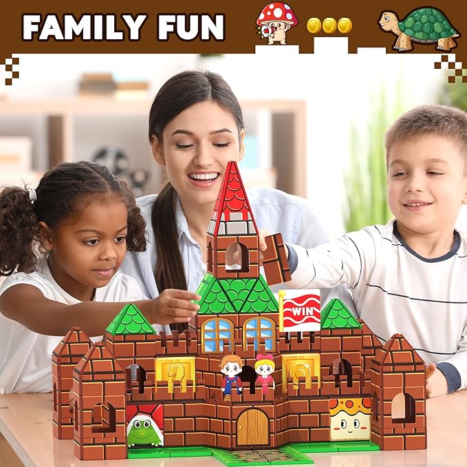 Magnetic Tiles 80PCS Kids Toys Castle Magnetic Building Blocks Construction Magnet Pretend Play Set for Boys & Girls 3-12 Year Old Christmas Birthday Gifts for Boys