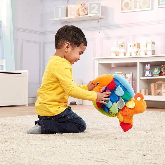Melissa & Doug K’s Kids, Flip Fish Stuffed Animal, Soft Baby Book, Multi-Textured Squeaking & Crinkling Infant Sensory Toys for Babies with Baby Mirror, Tummy Time Toys for Infants Ages 0–9 Months