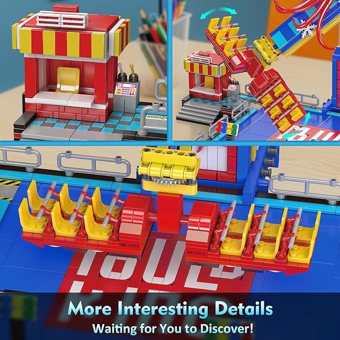 Mould King Octopus Spin Ride Building Blocks Set, Creative Amusement Park Model Kit That Run, City Building Engineering Toy with Motor, Collectible Gift for Teens, Adults(1668 Pcs)