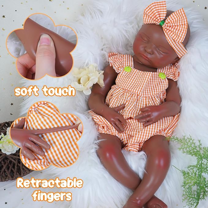 Reborn Baby Dolls Silicone Full Body 18.1in Weighted Real Life Closed-Eyes Girl Dolls Lifelike Newborn Baby Soft Body Flexible Limbs Not Vinyl