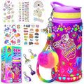 PURPLE LADYBUG Decorate Your Own Water Bottle Kit for Girls - Unicorn Design with Glitter Gem Stickers, Gifts for Girls Ages 5-8-10 Years Old Birthday, Fun Craft for Kids, Christmas Gifts Girl