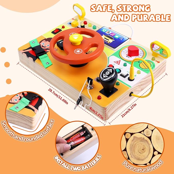 Hoarosall Busy Board,Montessori Toys for 1+ Year Old Boys & Girls,Travel Activities for Toddlers,Sensory Toy for Kids with Autism,Perfect Christmas Birthday Gift Ideal (Busy Board v6)