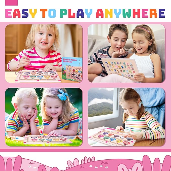 Princess Mini Magnetic Color and Number Maze Montessori Toy for Ages 3 4 5, Toddler Busy Board, Educational Preschool Learning Activities, Ideal Christmas & Birthday Gift for Girls and Kids