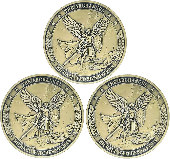 Archangel Saint Michael Challenge Coin Religious Coins Christian Collectors Coin (Pack of 3)
