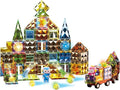 Deluxe Quality Magnetic Tiles Building Set with Attractive Reflective Pattern, LED Lights, Marble Run, and Cars - STEM Educational Toy for Creative Kids Girls Boys 3+ (110 pcs Castle)