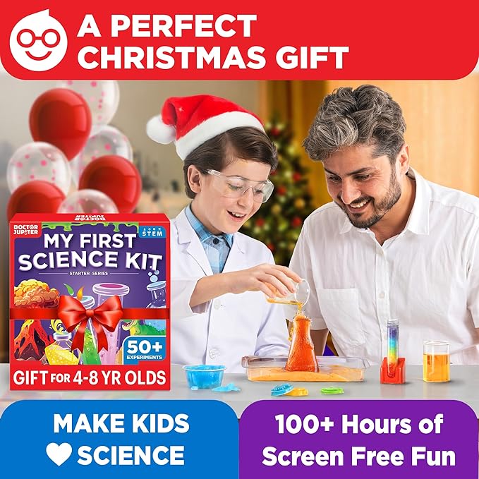 Doctor Jupiter My First Science Kit, Chemistry Set for Kids Ages 4-5-6-7-8 | Birthday Gift Ideas for 4+ Year Old Boys & Girls | Toy Stem Kit with 50+ Experiments | Learning & Educational Projects