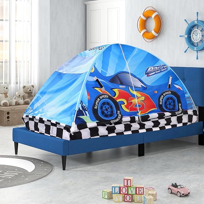 Kid Bed Tent -Twin Play Tent Baby Toddlers Dream Playhouse for Bedroom Decor Indoor Games Twin Size Bed Canopy by CRAWLBO