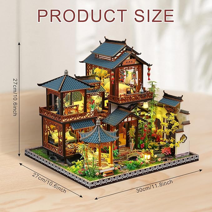 Miniature Dollhouse Kits, Tiny House Kit and Light, Doll House Kits for Adults to Building, Unique Gift for Birthday Christmas Day, YaYun