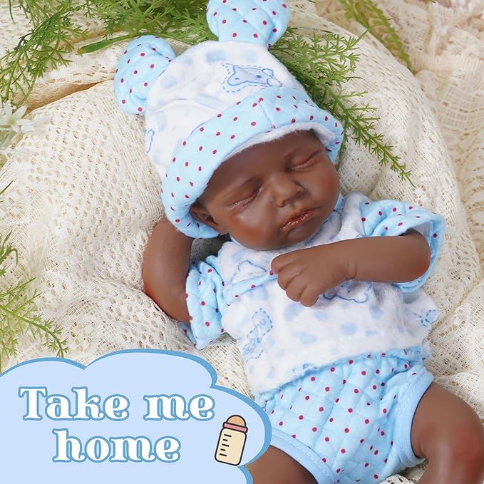 Reborn Baby Dolls Silicone Full Body 12in Weighted Real Life Closed-Eyes Boy Dolls Lifelike Newborn Baby Soft Body Flexible Limbs Not Vinyl