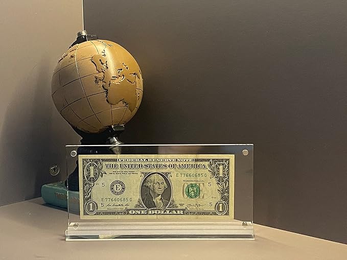 IEEK Acrylic Dollar Bill Display Case Dollar Frame Clear Paper Money Holders Currency Ticket Protector Paper Money Frame for Bill Collectors,7.3 x 3.5 Inch,4 Pack